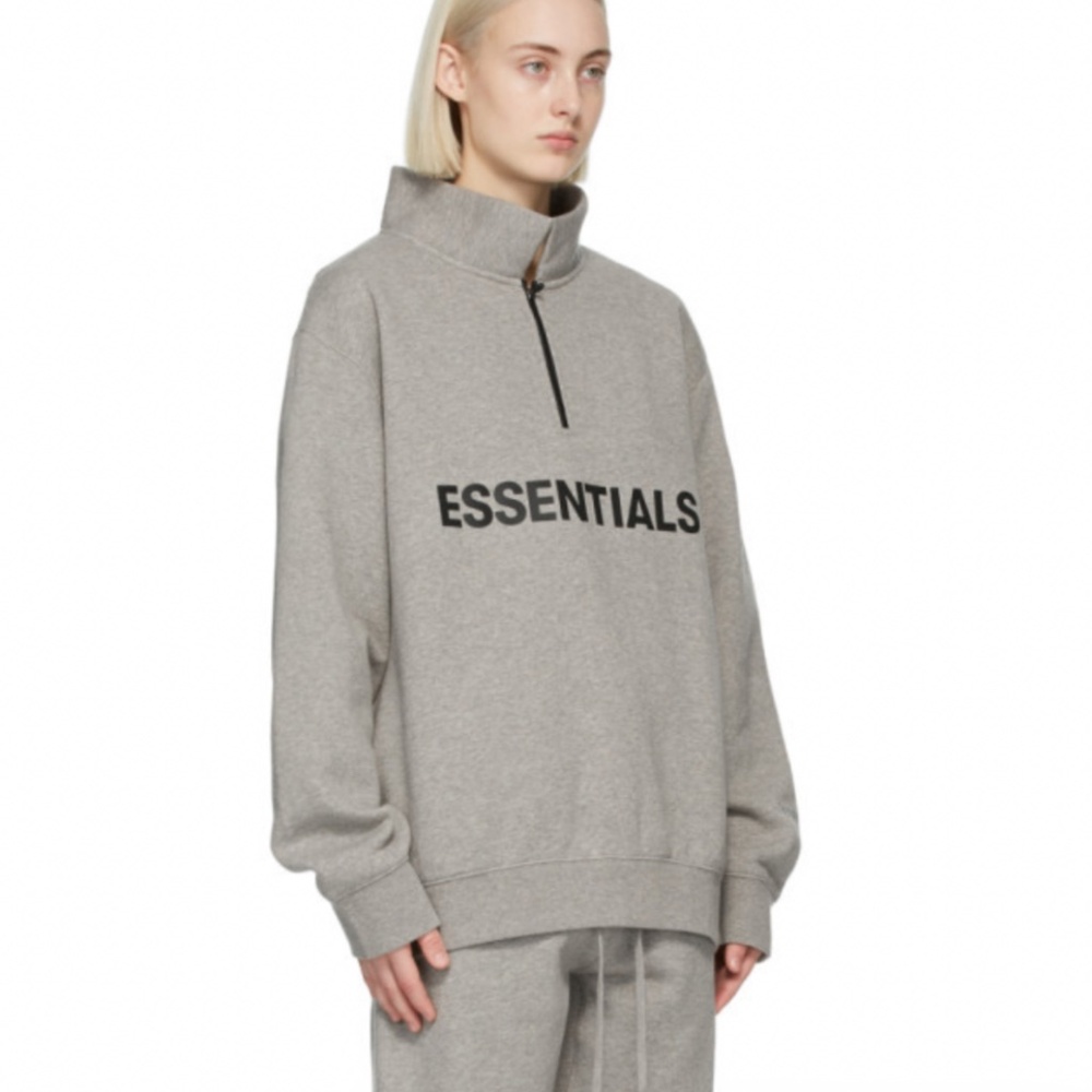 Essentials Fear of God half zip mockneck logo sweater